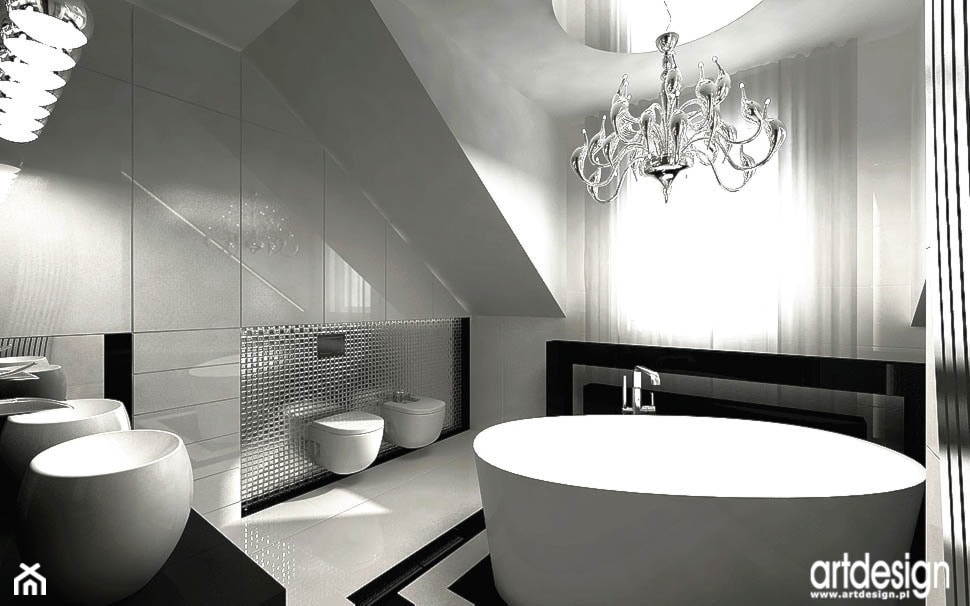 czarno białe wnetrze łazienki - zdjęcie od ARTDESIGN architektura wnętrz - Homebook