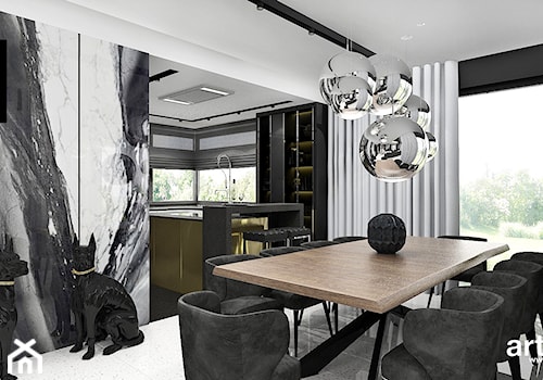 IN THE HEAT OF THE MOMENT | Wnętrza domu - Duża biała czarna jadalnia jako osobne pomieszczenie, styl nowoczesny - zdjęcie od ARTDESIGN architektura wnętrz
