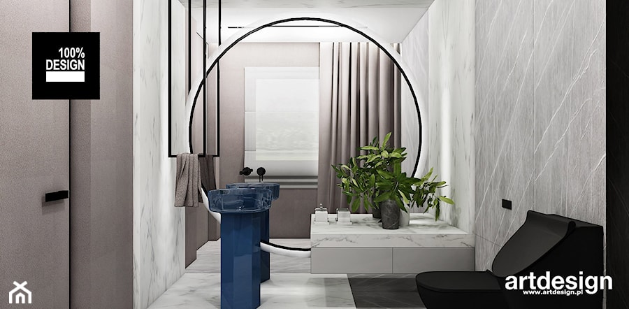 Łazienka z okrągłym lustrem - zdjęcie od ARTDESIGN architektura wnętrz