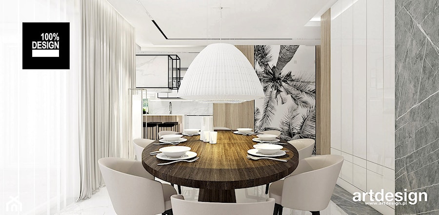 PERFECT MATCH | I | Wnętrza domu - Średnia biała jadalnia jako osobne pomieszczenie, styl nowoczesny - zdjęcie od ARTDESIGN architektura wnętrz