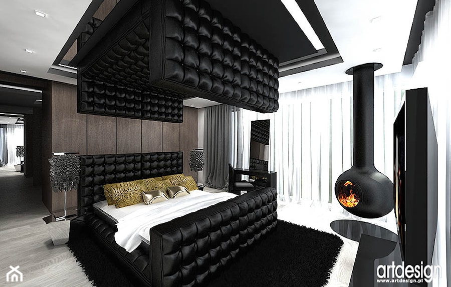 kominek w sypialni - aranżacje - zdjęcie od ARTDESIGN architektura wnętrz