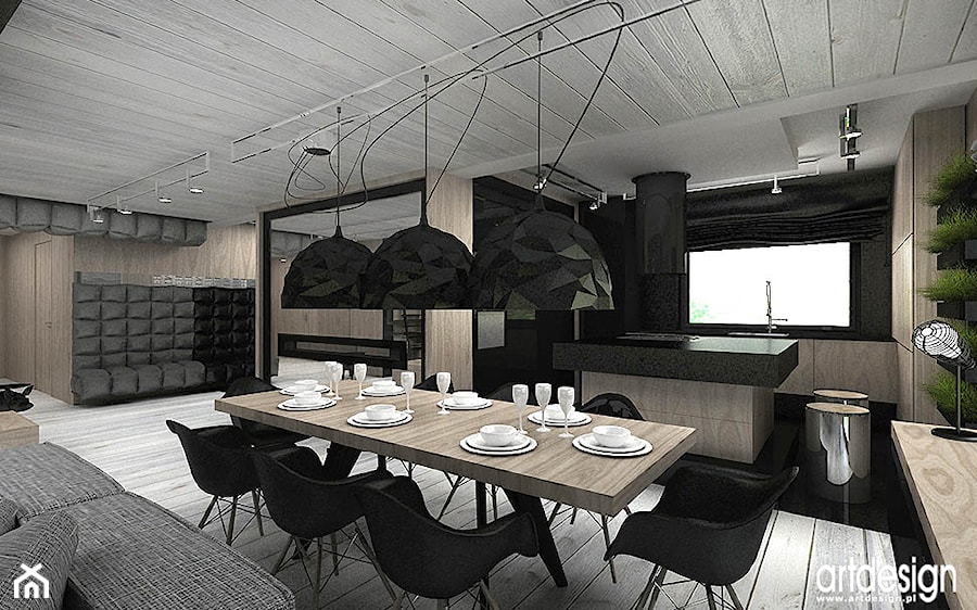 jadalnia połączona z kuchnią - zdjęcie od ARTDESIGN architektura wnętrz