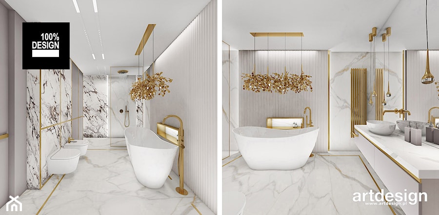 Projekt łazienki biało-beżowej - zdjęcie od ARTDESIGN architektura wnętrz