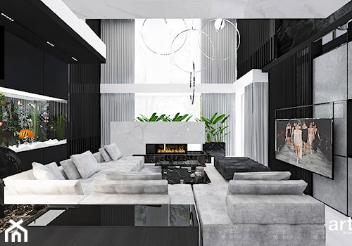 AT THE DROP OF A HAT | Wnętrza domu - Duży czarny salon, styl nowoczesny - zdjęcie od ARTDESIGN architektura wnętrz