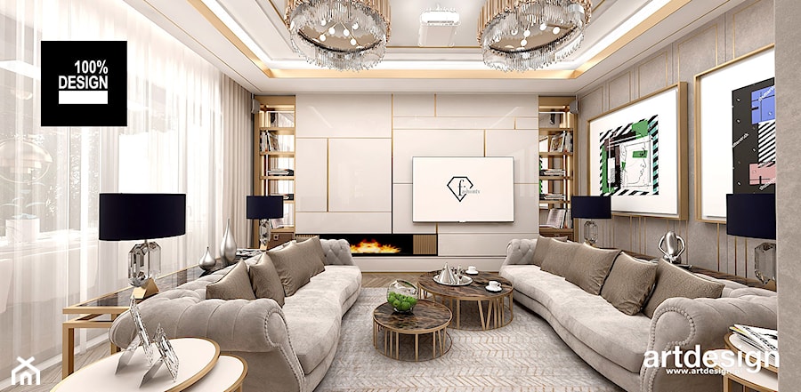 luksusowa aranżacja salonu w apartamencie - zdjęcie od ARTDESIGN architektura wnętrz
