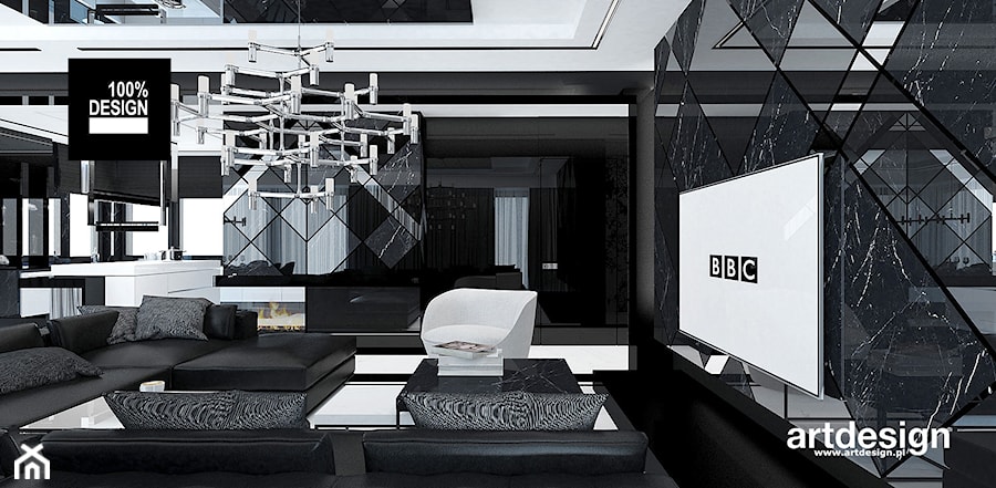 elegancki salon w ciemnych kolorach - zdjęcie od ARTDESIGN architektura wnętrz