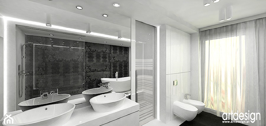 projekty łazienek w kolorze biel i czerń - zdjęcie od ARTDESIGN architektura wnętrz