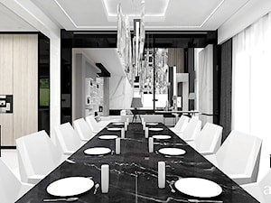 EASIER SAID THAN DONE | I | Wnętrza rezydencji - Duża biała czarna jadalnia w kuchni, styl nowoczesny - zdjęcie od ARTDESIGN architektura wnętrz