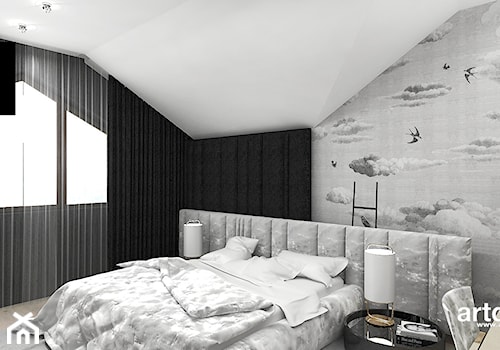 przytulna sypialnia w szarościach - zdjęcie od ARTDESIGN architektura wnętrz