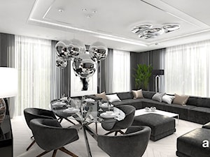 KEEP THE BALL ROLLING | Wnętrza apartamentu - Duży szary salon z jadalnią, styl nowoczesny - zdjęcie od ARTDESIGN architektura wnętrz