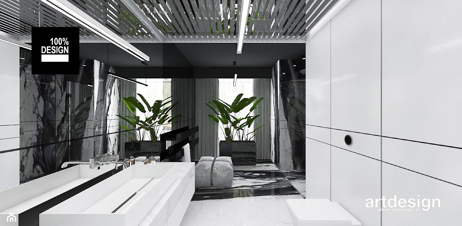 biało-czarna łazienka - zdjęcie od ARTDESIGN architektura wnętrz - Homebook