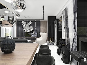 IN THE HEAT OF THE MOMENT | Wnętrza domu - Średnia biała czarna szara jadalnia w salonie w kuchni, styl nowoczesny - zdjęcie od ARTDESIGN architektura wnętrz