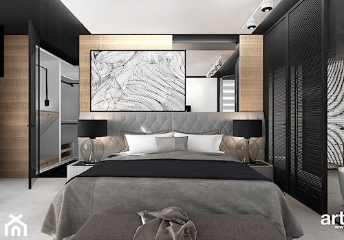 COME RAIN OR SHINE | II | Wnętrza domu - Średnia czarna szara sypialnia z garderobą z łazienką, styl nowoczesny - zdjęcie od ARTDESIGN architektura wnętrz