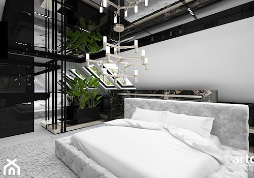 projekt sypialni w bieli i czerni - zdjęcie od ARTDESIGN architektura wnętrz