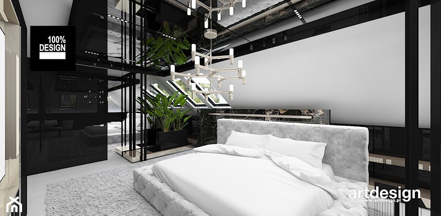 projekt sypialni w bieli i czerni - zdjęcie od ARTDESIGN architektura wnętrz