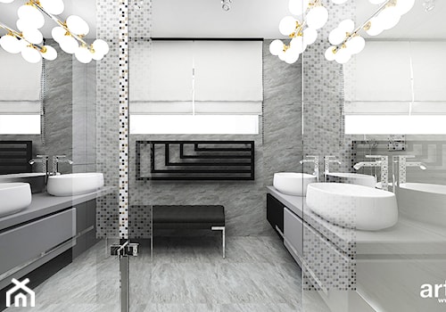 WITH FLYING COLOURS | II | Wnętrza domu - Średnia jako pokój kąpielowy z dwoma umywalkami z marmurową podłogą łazienka z oknem, styl nowoczesny - zdjęcie od ARTDESIGN architektura wnętrz
