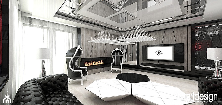 salon z kominkiem w luksusowej rezydencji - zdjęcie od ARTDESIGN architektura wnętrz