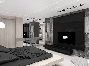 EASIER SAID THAN DONE | II | Wnętrza rezydencji - Duża beżowa czarna szara sypialnia z garderobą, styl nowoczesny - zdjęcie od ARTDESIGN architektura wnętrz