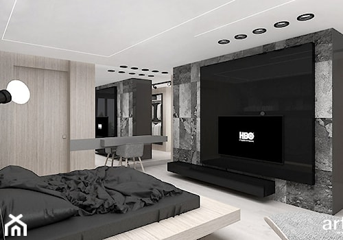 EASIER SAID THAN DONE | II | Wnętrza rezydencji - Duża beżowa czarna szara sypialnia z garderobą, styl nowoczesny - zdjęcie od ARTDESIGN architektura wnętrz