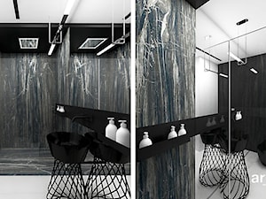 LITTLE BY LITTLE | II | Wnętrza domu - Mała bez okna z lustrem z marmurową podłogą z punktowym oświetleniem łazienka, styl nowoczesny - zdjęcie od ARTDESIGN architektura wnętrz