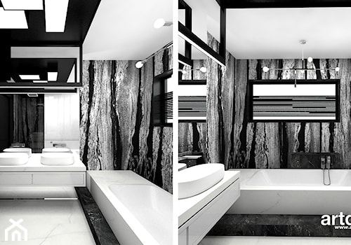 LITTLE BY LITTLE | II | Wnętrza domu - Średnia z lustrem z dwoma umywalkami z marmurową podłogą łazienka z oknem, styl nowoczesny - zdjęcie od ARTDESIGN architektura wnętrz