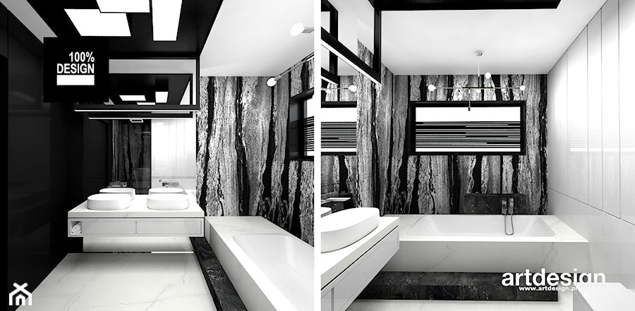 LITTLE BY LITTLE | II | Wnętrza domu - Średnia z lustrem z dwoma umywalkami z marmurową podłogą łazienka z oknem, styl nowoczesny - zdjęcie od ARTDESIGN architektura wnętrz