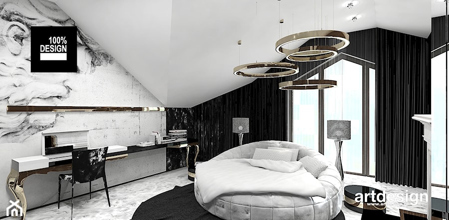 sypialnia z okrągłym łóżkiem - zdjęcie od ARTDESIGN architektura wnętrz
