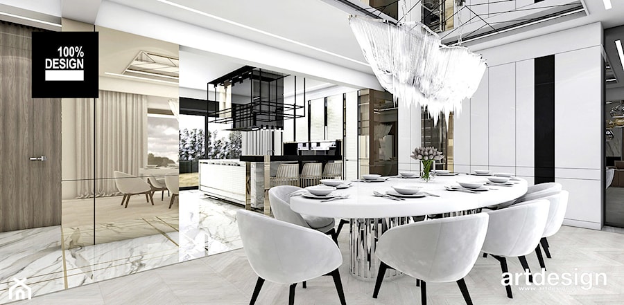 IT IS LIKE OXYGEN | I | Wnętrza domu - Duża biała jadalnia jako osobne pomieszczenie, styl nowoczesny - zdjęcie od ARTDESIGN architektura wnętrz