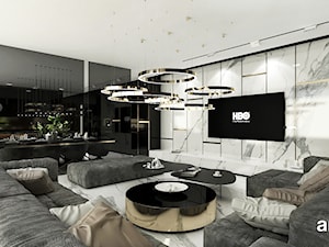 biało-czarny salon z eleganckim marmurem - zdjęcie od ARTDESIGN architektura wnętrz