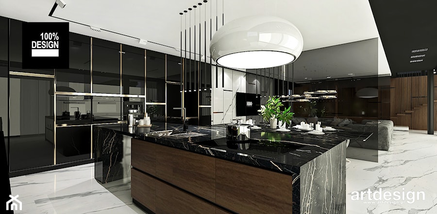 Czarna kuchnia na wysoki połysk - zdjęcie od ARTDESIGN architektura wnętrz