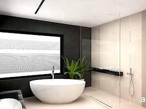 MAKE IT HAPPEN | II | Wnętrza domu - Duża z lustrem z marmurową podłogą z punktowym oświetleniem łazienka z oknem, styl minimalistyczny - zdjęcie od ARTDESIGN architektura wnętrz