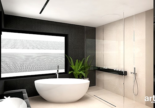 MAKE IT HAPPEN | II | Wnętrza domu - Duża z lustrem z marmurową podłogą z punktowym oświetleniem łazienka z oknem, styl minimalistyczny - zdjęcie od ARTDESIGN architektura wnętrz