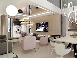 OVER THE MOON | I | Wnętrza domu - Średni biały salon z jadalnią, styl nowoczesny - zdjęcie od ARTDESIGN architektura wnętrz
