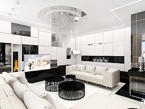 SHOW-OFF | Wnętrza apartamentu - Duży salon z barkiem, styl nowoczesny - zdjęcie od ARTDESIGN architektura wnętrz