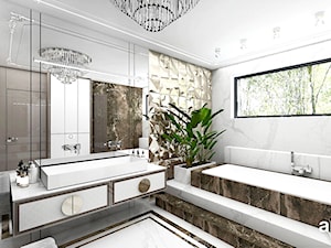 SOTTO VOCE | II | Wnętrza domu - Średnia z lustrem z marmurową podłogą z punktowym oświetleniem łazienka z oknem, styl nowoczesny - zdjęcie od ARTDESIGN architektura wnętrz