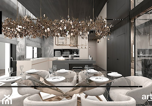 CATCH THE WIND | I | Wnętrza domu - Duża czarna szara jadalnia w kuchni, styl nowoczesny - zdjęcie od ARTDESIGN architektura wnętrz