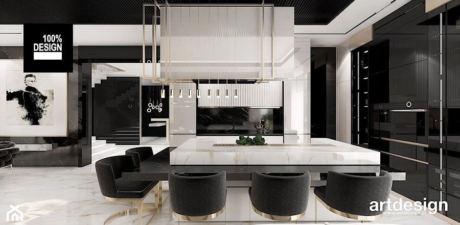 Elegancka kuchnia ze złotymi detalami - zdjęcie od ARTDESIGN architektura wnętrz
