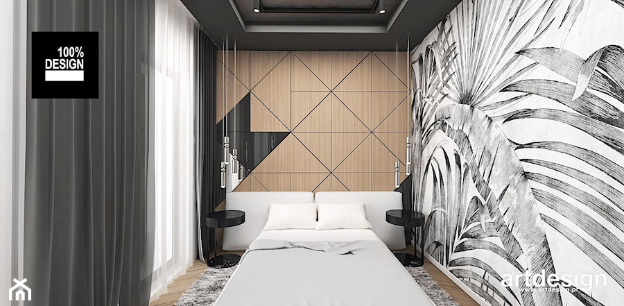 BIRD'S EYE VIEW | II | Wnętrza domu - Mała biała czarna szara sypialnia, styl nowoczesny - zdjęcie od ARTDESIGN architektura wnętrz