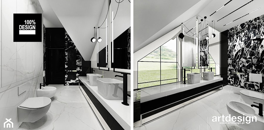 Łazienka czarno-biała - zdjęcie od ARTDESIGN architektura wnętrz