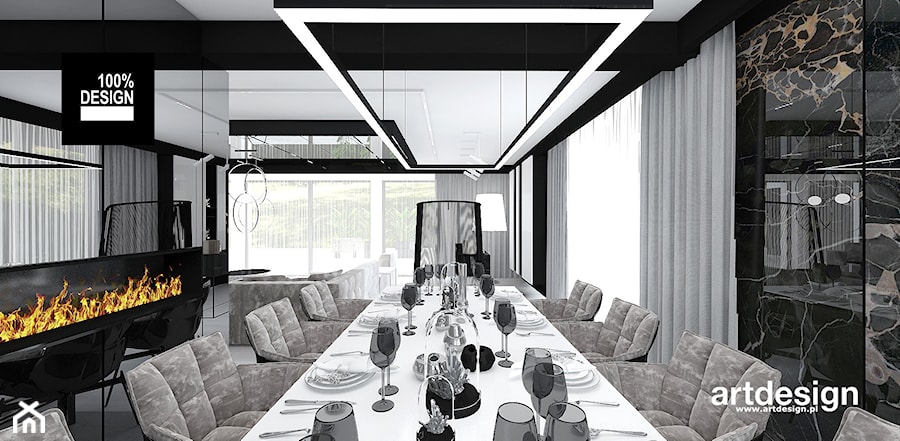 jadalnia ze stołem dla wielu gości - zdjęcie od ARTDESIGN architektura wnętrz