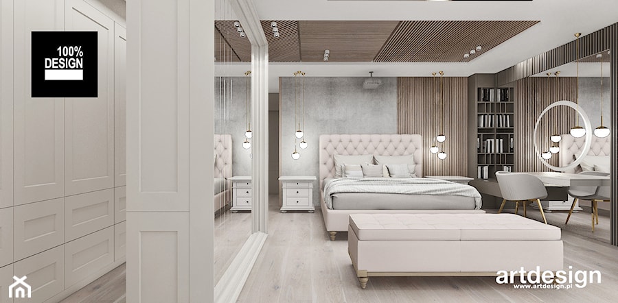 Sypialnia w ciepłych kolorach i naturalnych materiałach - zdjęcie od ARTDESIGN architektura wnętrz