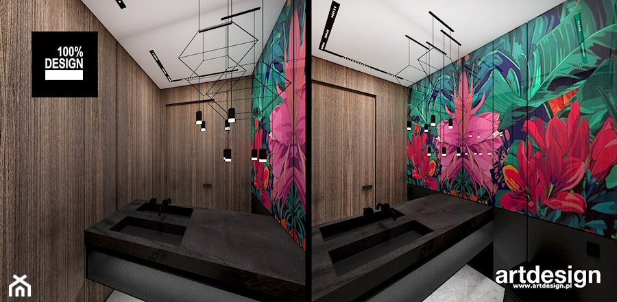 designerska łazienka z grafiką na ścianie - zdjęcie od ARTDESIGN architektura wnętrz