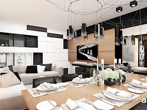 LOOK #61 | Wnętrza apartamentu - Duży biały szary salon z jadalnią, styl nowoczesny - zdjęcie od ARTDESIGN architektura wnętrz