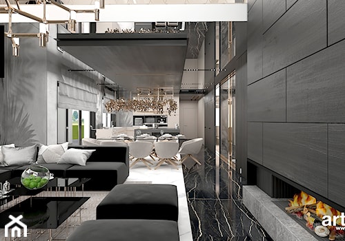 CATCH THE WIND | I | Wnętrza domu - Duży szary salon z kuchnią z jadalnią, styl nowoczesny - zdjęcie od ARTDESIGN architektura wnętrz