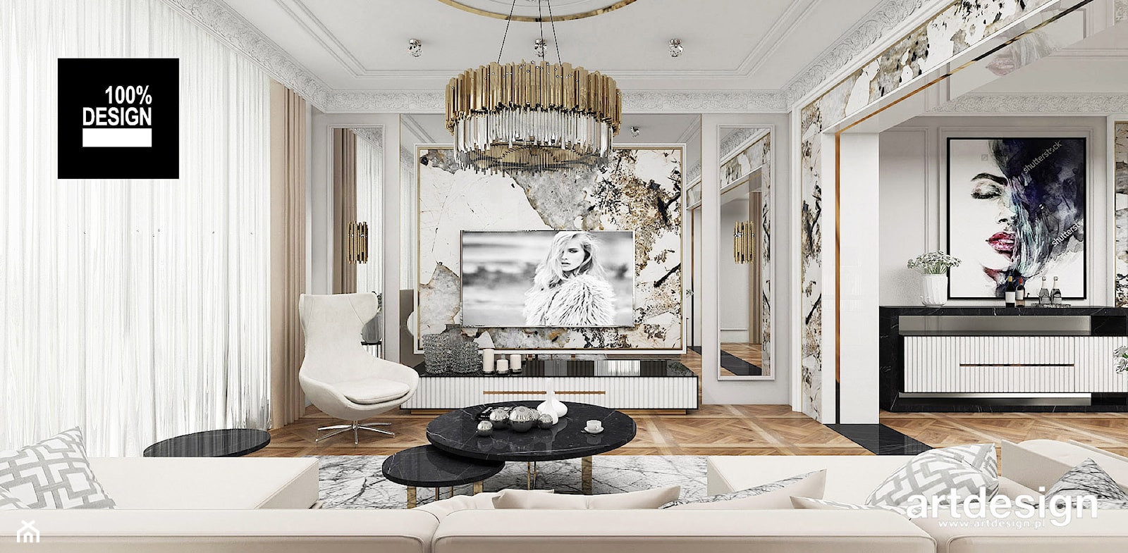 elegancki salon w rezydencji - zdjęcie od ARTDESIGN architektura wnętrz - Homebook
