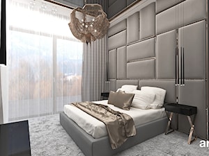 TAKE THE BULL BY THE HORNS | Wnętrza apartamentu - Średnia czarna sypialnia z balkonem / tarasem, styl nowoczesny - zdjęcie od ARTDESIGN architektura wnętrz