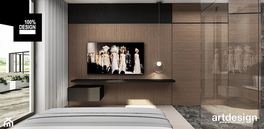Ściana TV w sypialni - zdjęcie od ARTDESIGN architektura wnętrz
