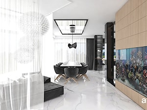 BIRD'S EYE VIEW | I | Wnętrza domu - Duża czarna jadalnia w salonie, styl nowoczesny - zdjęcie od ARTDESIGN architektura wnętrz