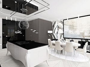SHOW-OFF | Wnętrza apartamentu - Średnia kuchnia z wyspą lub półwyspem, styl nowoczesny - zdjęcie od ARTDESIGN architektura wnętrz