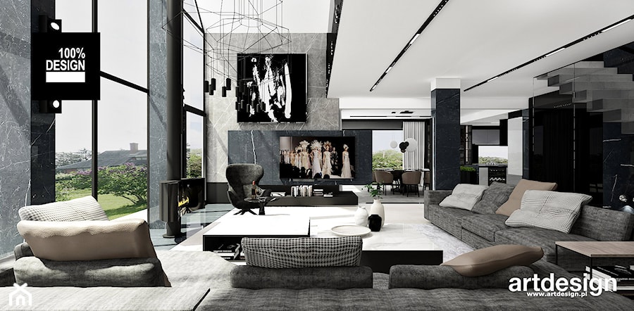 nowoczesny salon z antresolą - zdjęcie od ARTDESIGN architektura wnętrz